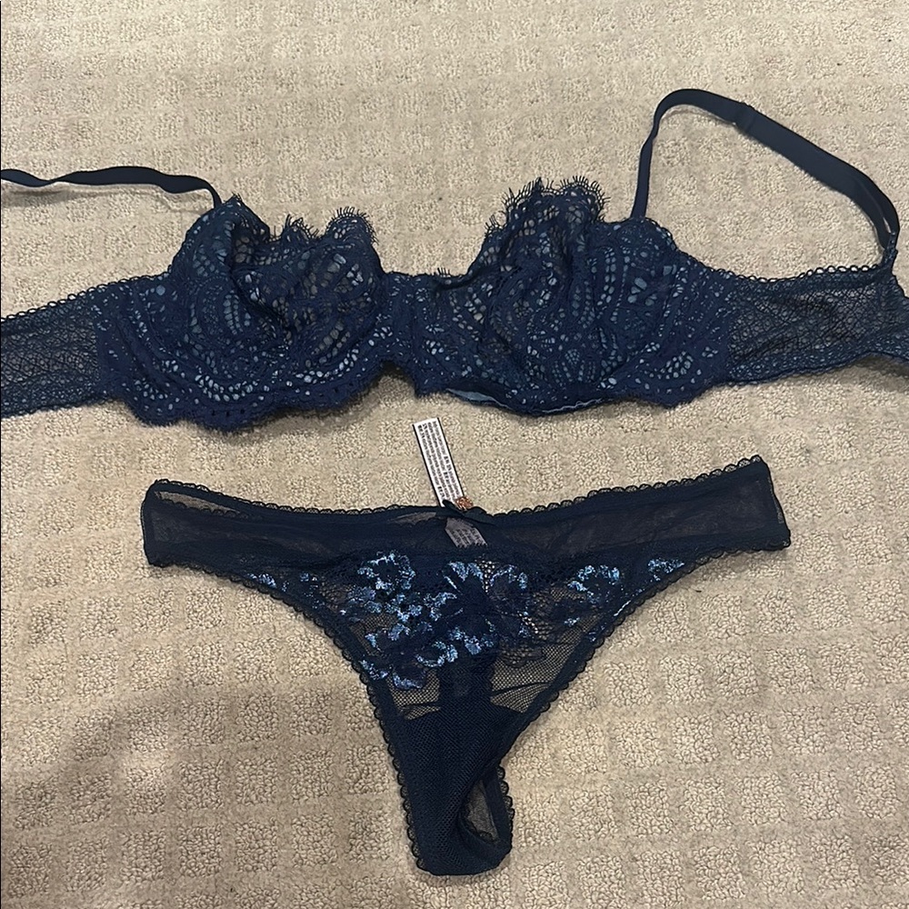 Victoria's Secret Blue Transparent Lace Push up Bra Intimates